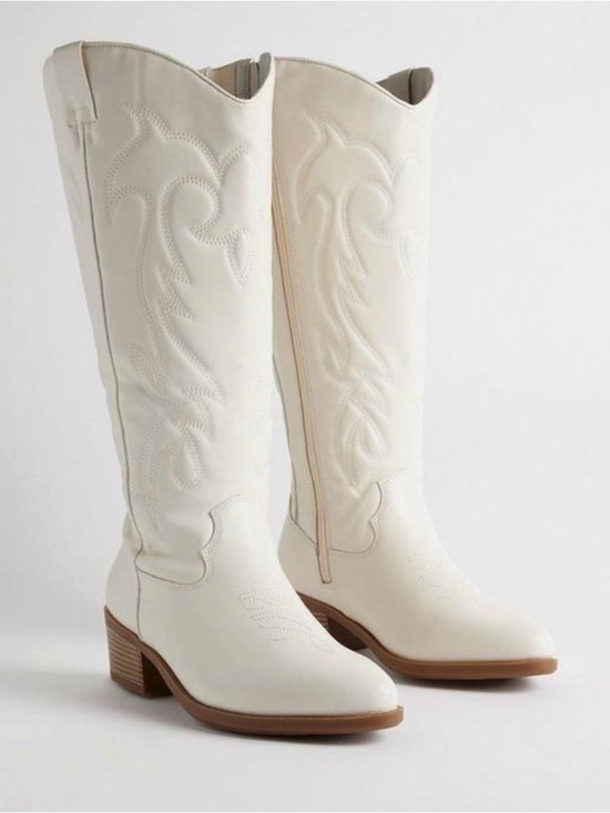 torrid Shoes - Women’s Knee-High Western Cowboy Boots - White